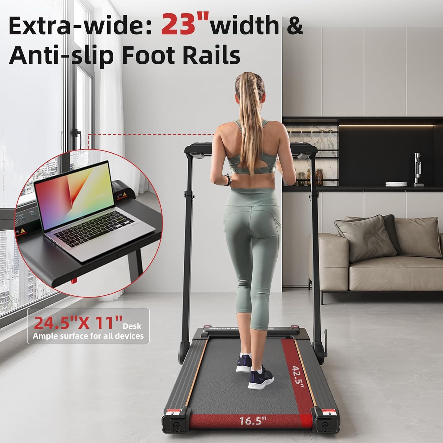 Cinta de correr con inclinación, 3 en 1 para debajo del escritorio, con estación de trabajo de escritorio extraíble, 3.5 HP plegable, compacta,