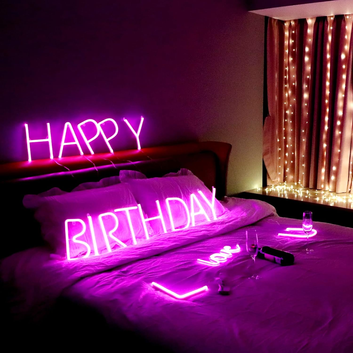 Letreros de letras LED de neón, letreros de marquesina iluminadas, letras LED luminosas alimentadas por USB o baterías, para dormitorio, fiesta de