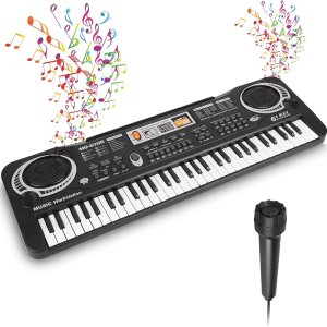 Teclado de piano de 61 teclas, teclado electrónico de música digital con micrófono, piano eléctrico, instrumento musical, teclado de aprendizaje Teclado de piano de 61 teclas, teclado electrónico de música digital con micrófono, piano eléctrico, instrumento musical, teclado de aprendizaje