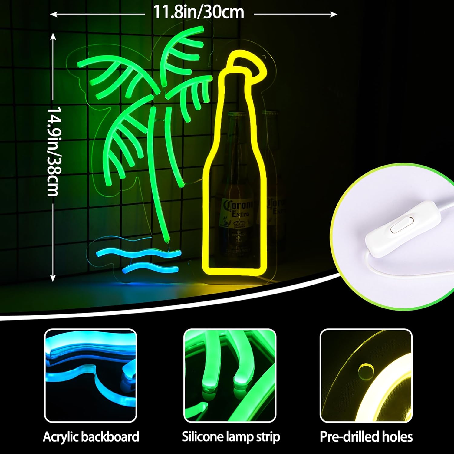 Letrero de neón para decoración de pared, bar, letrero de luz de neón para dormitorio, letrero de cerveza adecuado para cueva de hombre, bar, pub,
