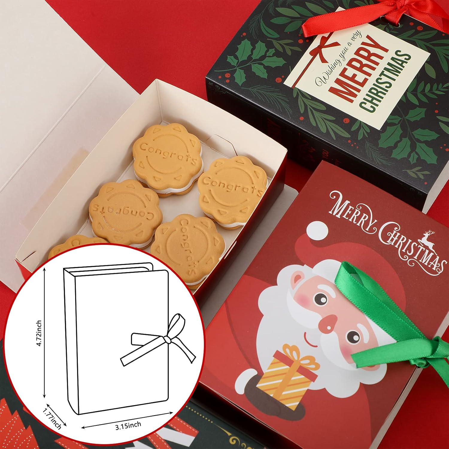 Outus 12 cajas de galletas de Navidad, cajas de chocolate para panadería, cajas para hornear, cajas de lata de galletas, cajas de golosinas para