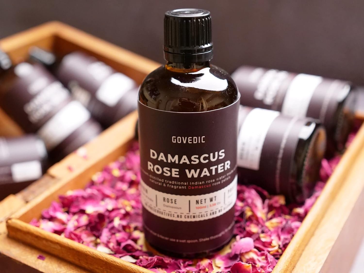 Govedic Agua de rosas para cocinar, hornear, cócteles  Agua de rosas 100% de grado alimenticio  Cuidado facial y capilar  Rosa de damasco comestible
