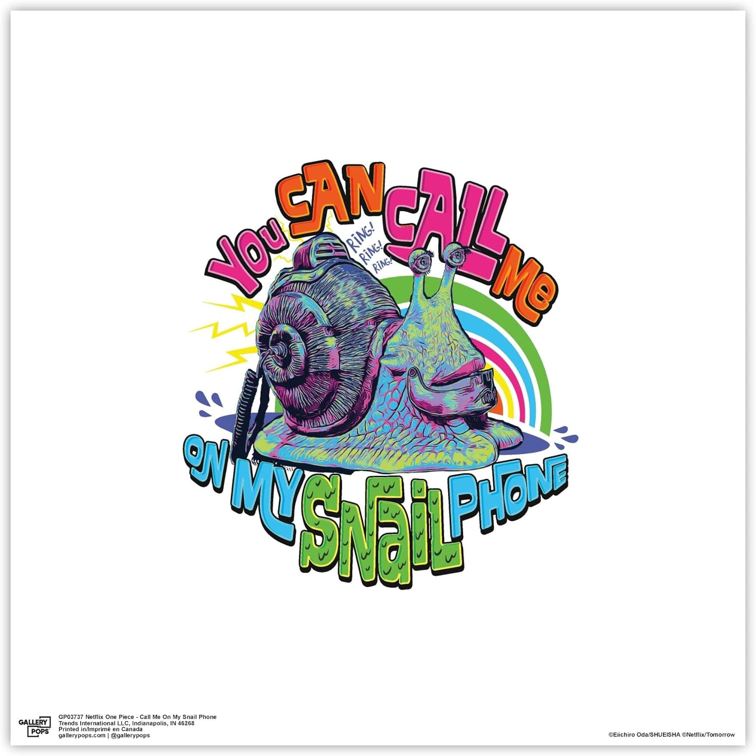 Trends International Gallery Pops Netflix One Piece – Póster de pared de Call Me On My Snail Phone, 12.00 x 12.00 pulgadas, versión sin marco