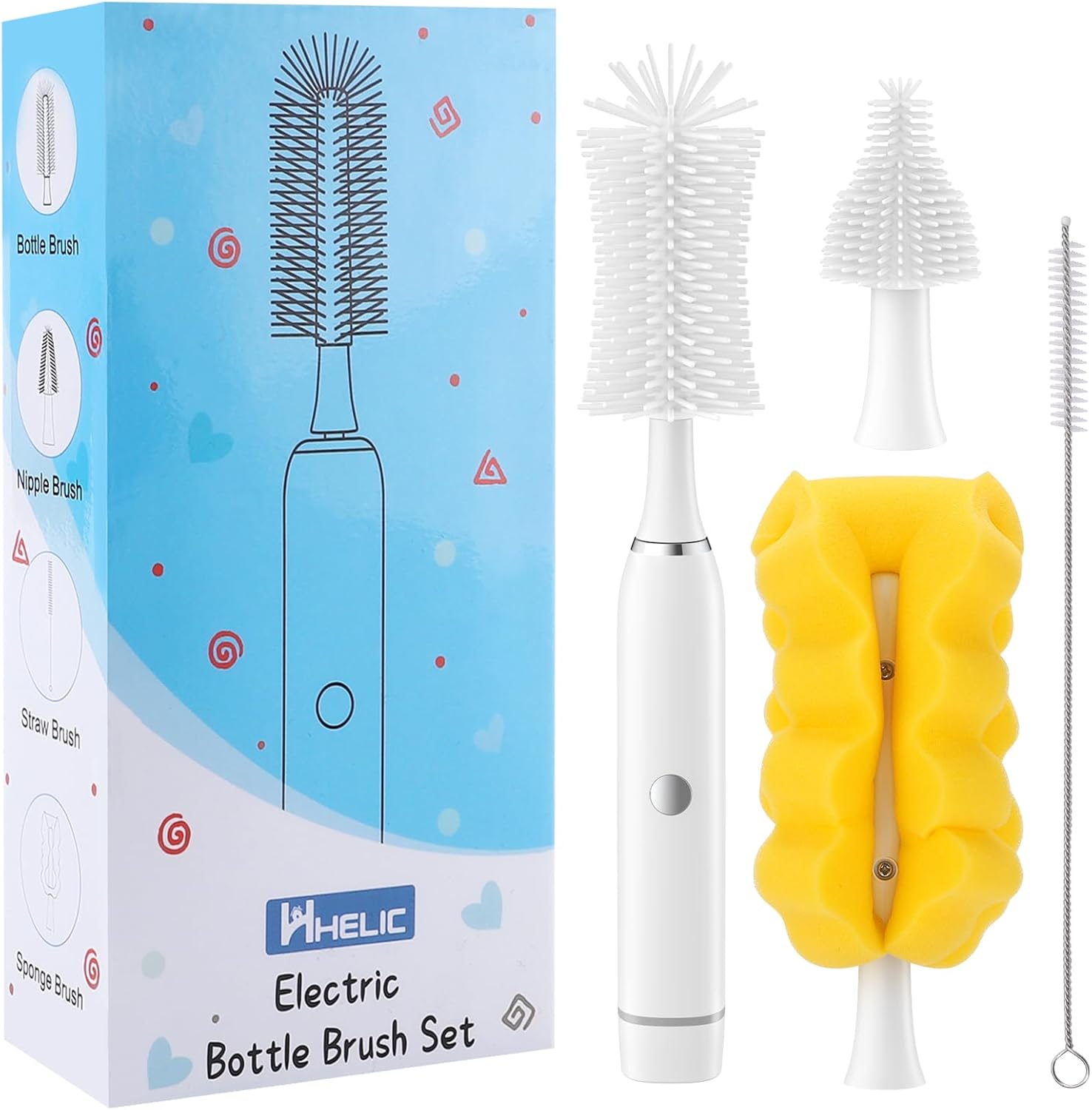 Electric Baby Bottle Brushes Magnetic Suction Charging, Rechargeable Waterproof 4-Speed Cleaning Mode Nipple Brush for Baby Bottles Pacifiers Travel