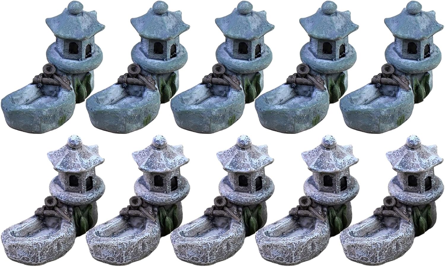 10 mini figuras retro de torre de estanque, mini estatua de pagoda, estilo japonés, farol de pagoda en miniatura, torre de piedra para jardín,