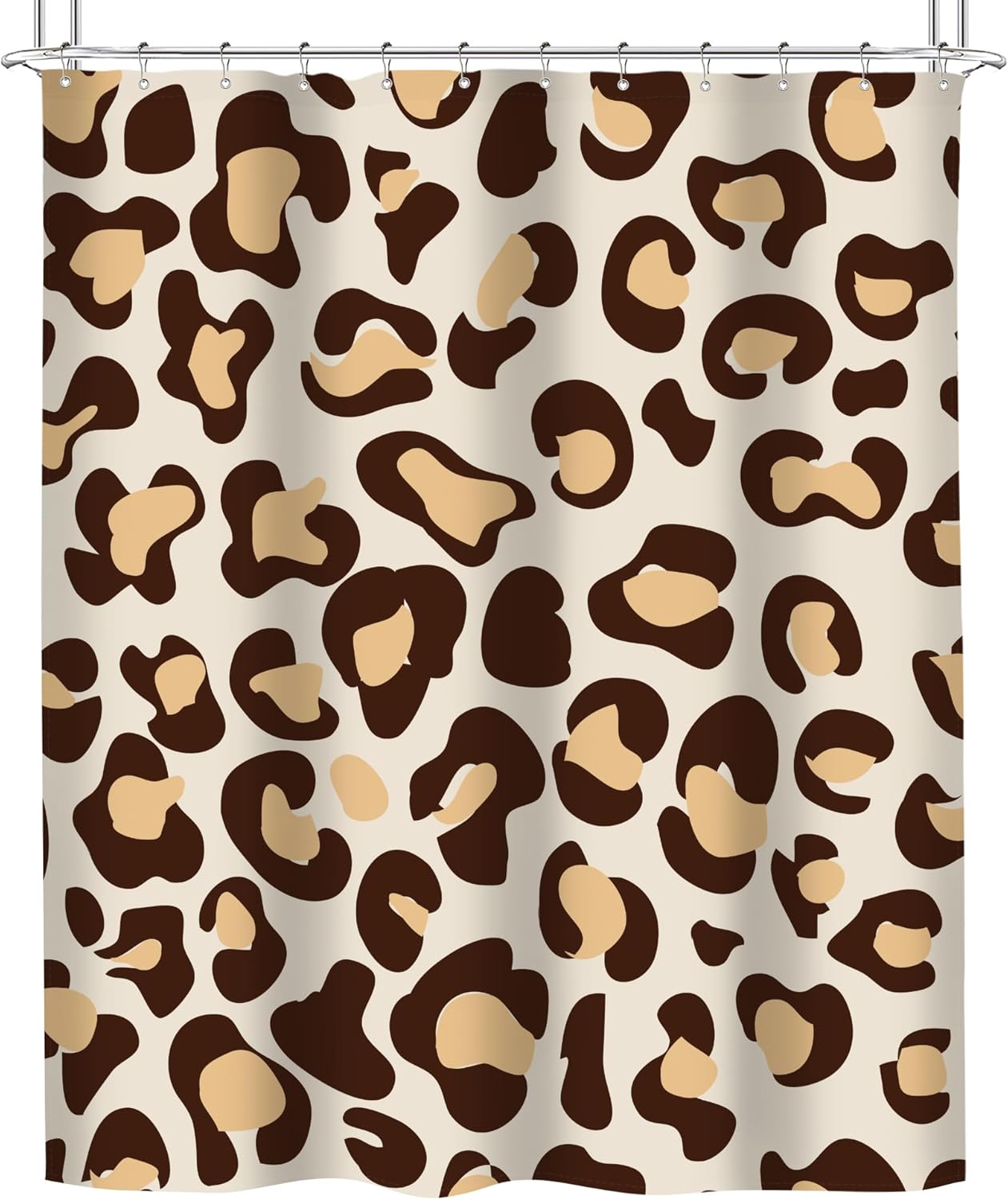 Riyidecor Cortina de ducha con estampado de leopardo marrón, diseño abstracto de dibujos animados, guepardo, animal, moderno, simple, minimalista,