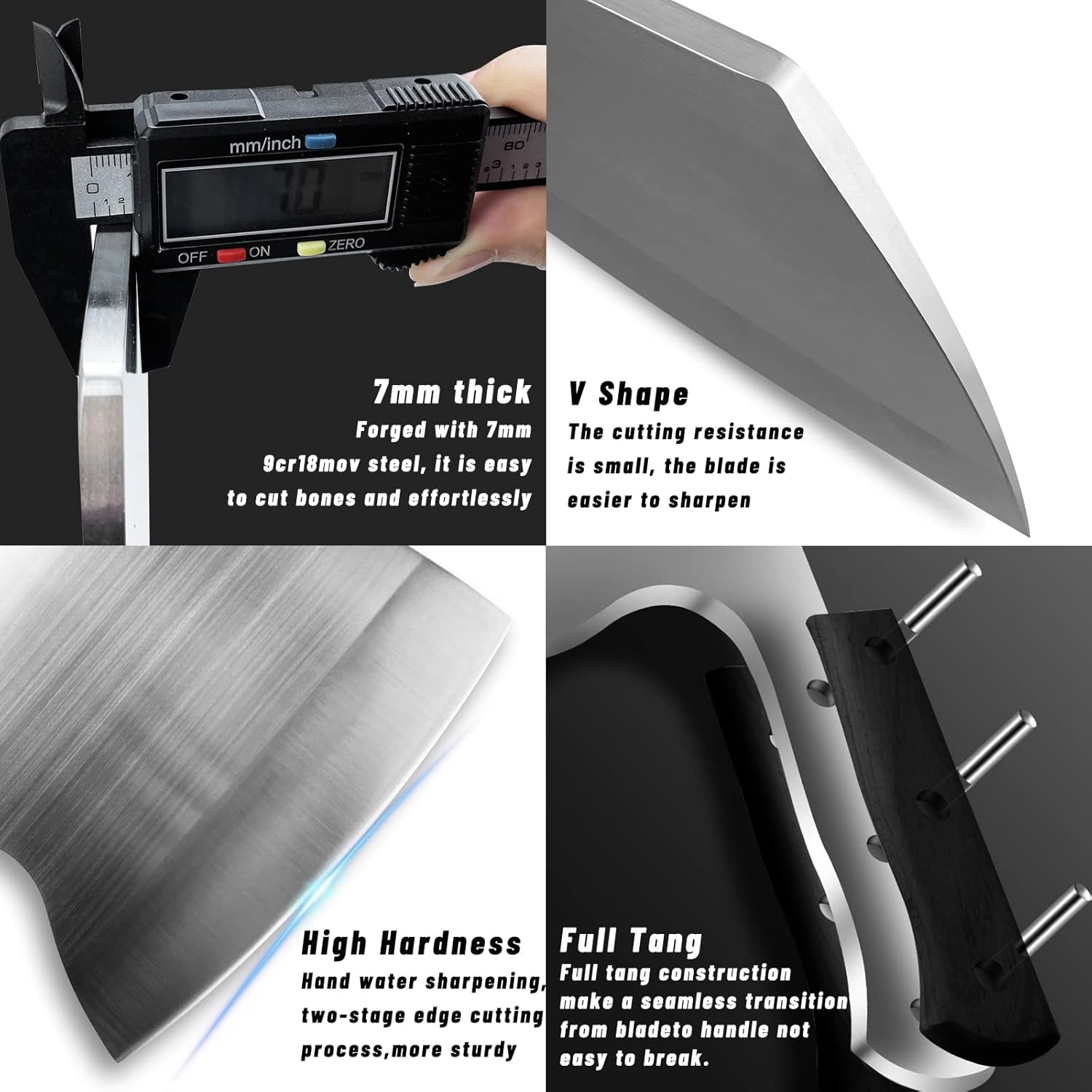 ZENG JIA DAO Meat Cleaver Bone Cleaver Knife Meat Chopper Heavy Duty 6 ” Bone Axe Butcher Knife Forged HC Steel Pakka Wood Handle in Restaurant
