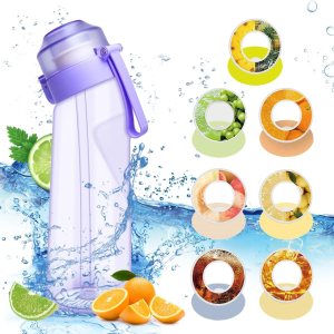 Botella de agua con cápsulas de sabor de 21.9 onzas  22.0 fl oz, botella de agua con fragancia de fruta, botella de agua reciclable deportiva para Botella de agua con cápsulas de sabor de 21.9 onzas  22.0 fl oz, botella de agua con fragancia de fruta, botella de agua reciclable deportiva para