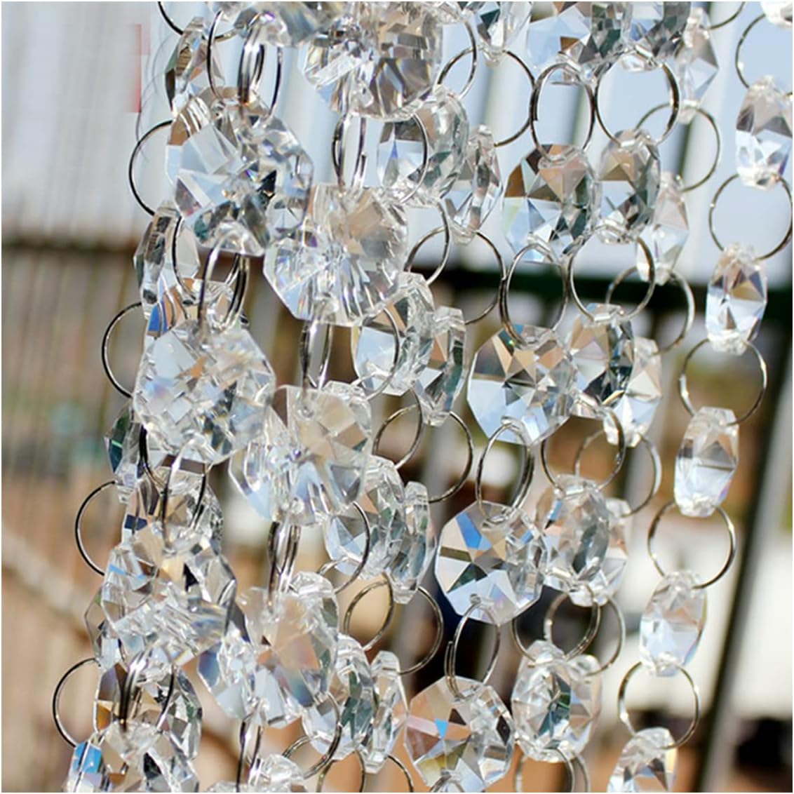 Guirnalda de cristal transparente de 33 pies, cadena de cuentas de araña colgante, decoración de cuerda de adorno colgante para centro de mesa,