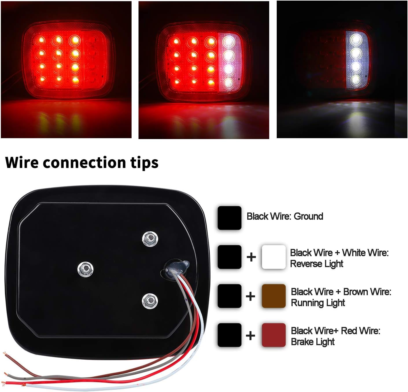 Donepart 16 luces LED para remolque, luces traseras cuadradas universales, luces traseras planas y combinadas, luces de freno de marcha atrás para