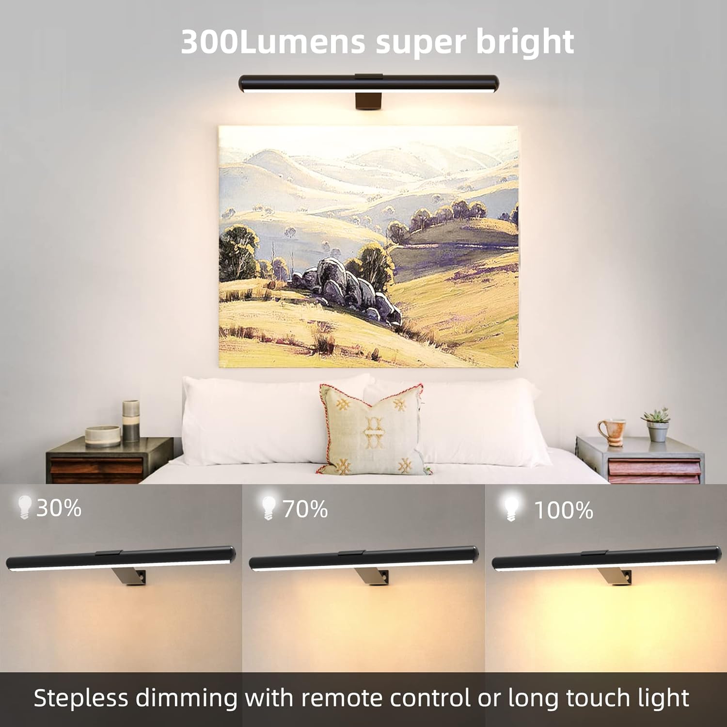 Luz de imagen inalámbrica de 16 pulgadas, batería recargable, luz de pintura de metal completo con control remoto, luz LED de exhibición de arte