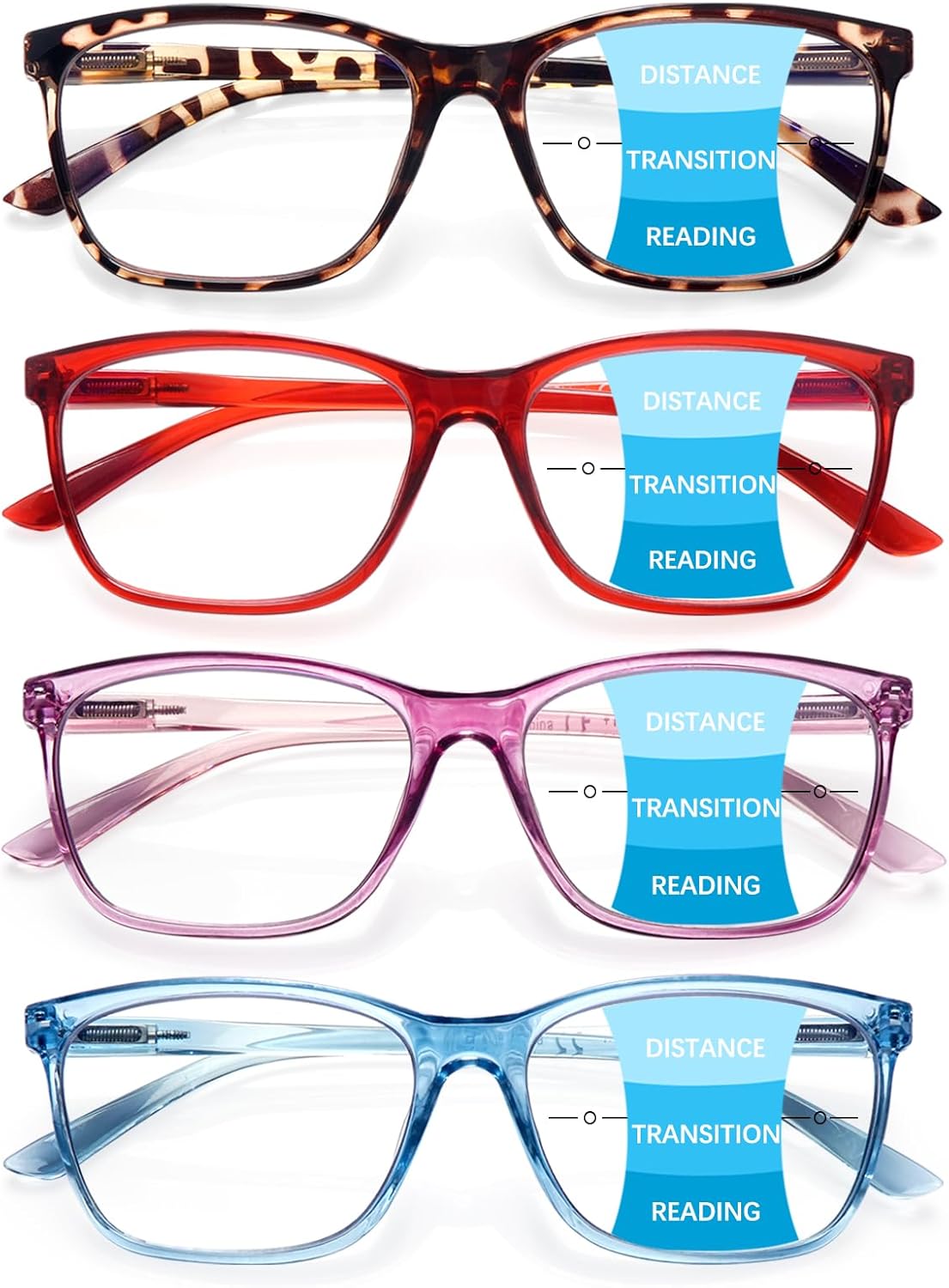 COJWIS Lentes de lectura progresivos multienfoque, bloqueo de luz azul, para mujeres y hombres, bisagra de resorte para lectores de computadora (4