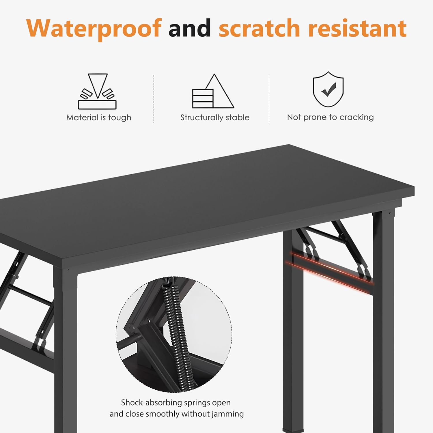 DlandHome – Escritorio plegable para computadora, estación de trabajo, mesa de conferencias, escritorio de oficina en casa, totalmente ensamblado,