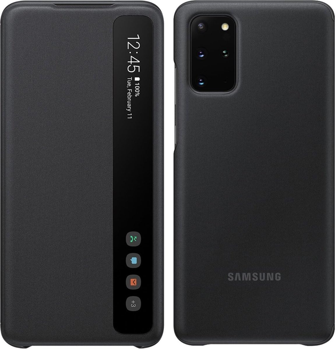 Samsung Original Galaxy S20+ y S20+ 5G Clear View CoverFunda para teléfono móvil – Negro – 6.7 pulgadas