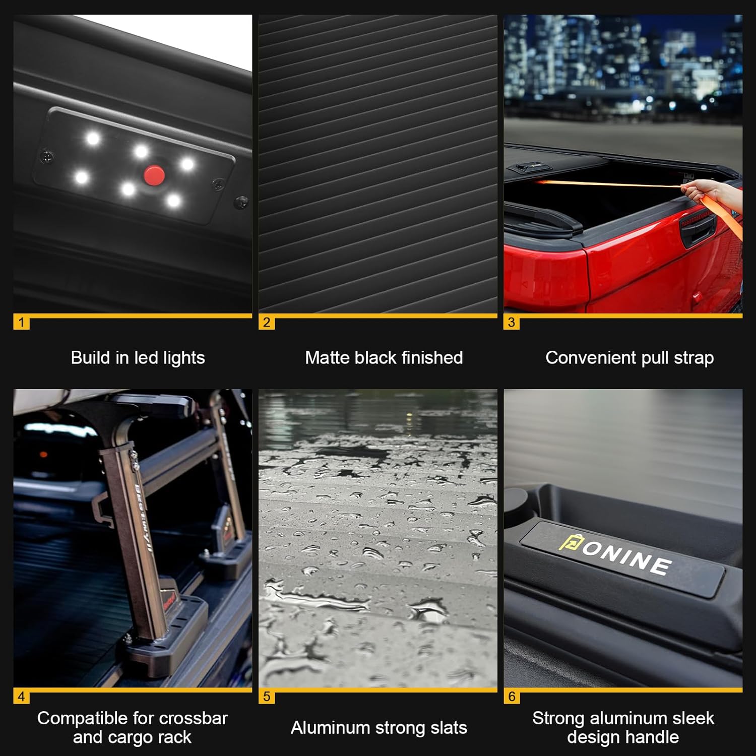 ONINE Cubierta rígida retráctil Tonneau de ajuste personalizado Dodge Ram 1500 2019-2024 con caja de 5.7 pies (67 pulgadas), no es compatible con