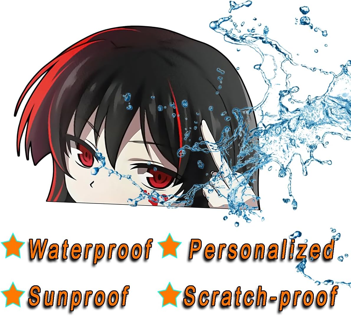 Calcomanías creativas de automóvil Akame Anime Peeker de 6.3 pulgadas para ventana de parachoques, casco de motocicleta, tapa de maletero,