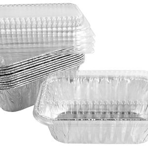 Handi-Foil 1 libra de aluminio mini-panmolde para hornear pan con tapa transparente de cúpula baja, 100paquete (paquete de 100) Handi-Foil 1 libra de aluminio mini-panmolde para hornear pan con tapa transparente de cúpula baja, 100paquete (paquete de 100)