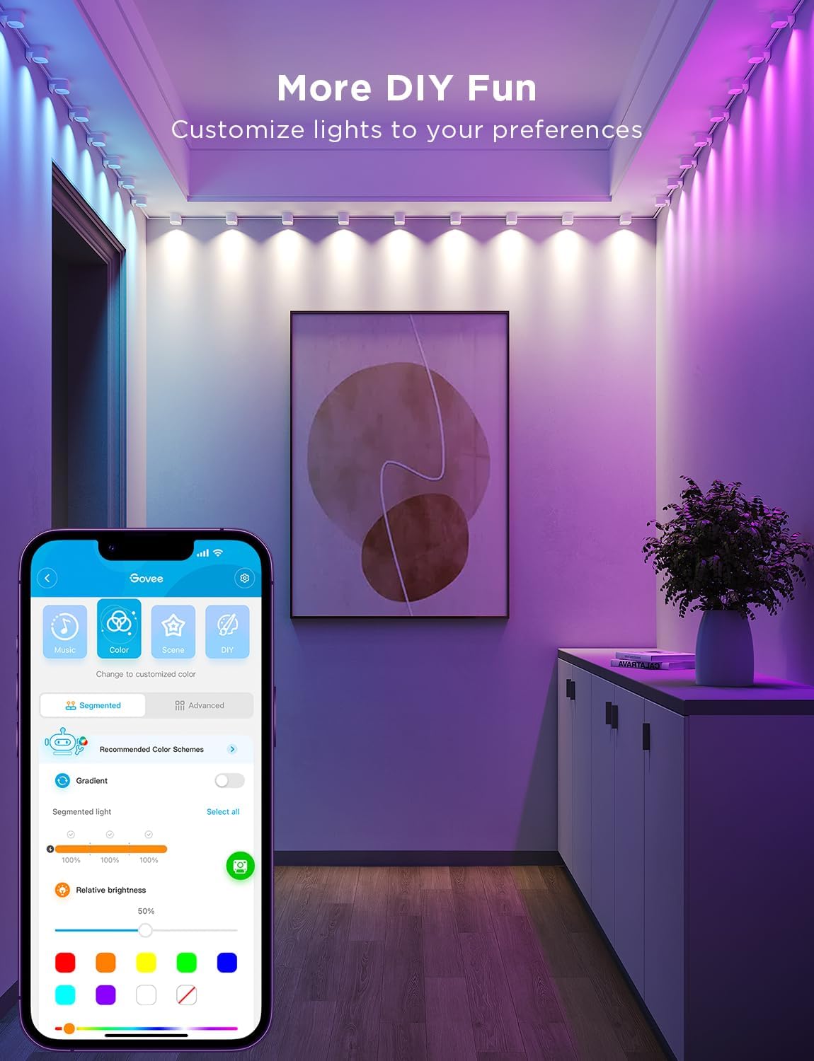 Govee RGBIC – Tira de luces LED inteligentes que funciona con Alexa, lámpara de pared interior que cambia de color para fiestas, Año Nuevo y diario,