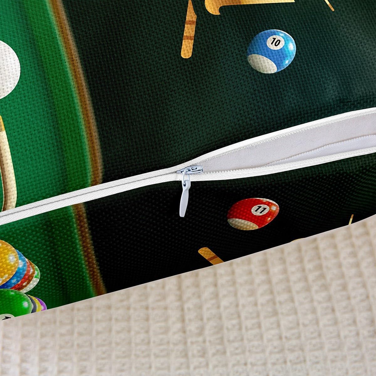 Juego de 2 fundas de almohada de billar 3D para sofá, cama, para niños, amantes de los juegos de pelota, fundas de cojín coloridas de 18 x 18