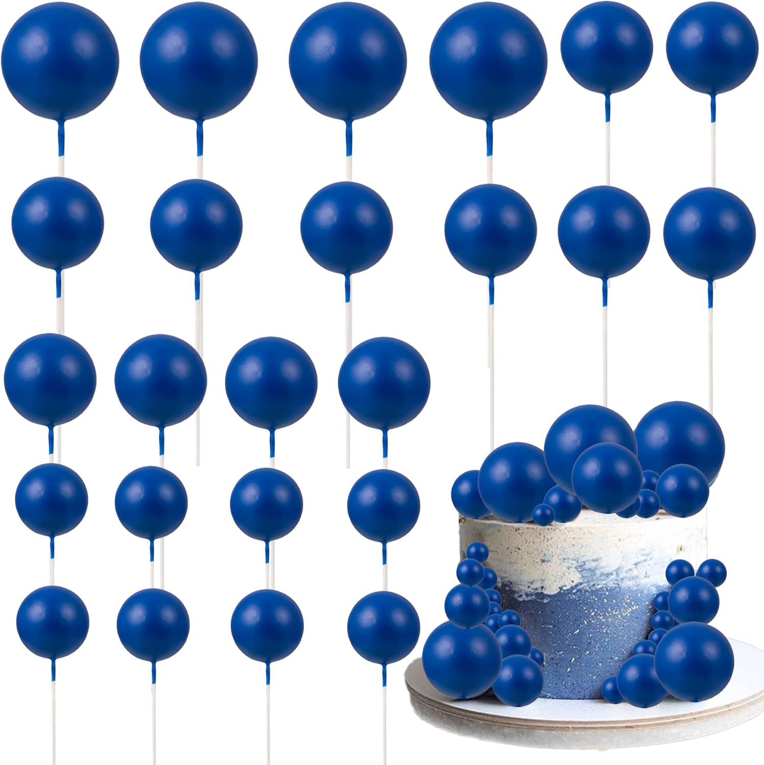 Gyufise 30 piezas de bolas para tartas, bolas de espuma con forma de bola de espuma, para decoración de tartas, globos de bricolaje, decoración de