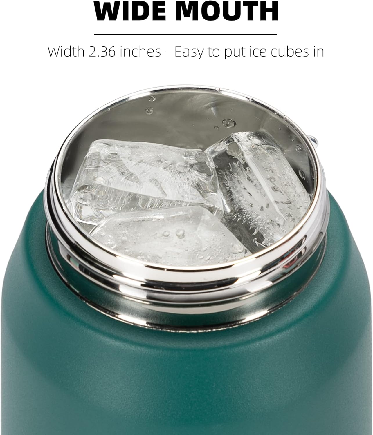 Fanhaw Botella de agua de acero inoxidable aislada de 24 onzas con tapa para beber, a prueba de fugas y sudor, con tapa antipolvo (verde azul)