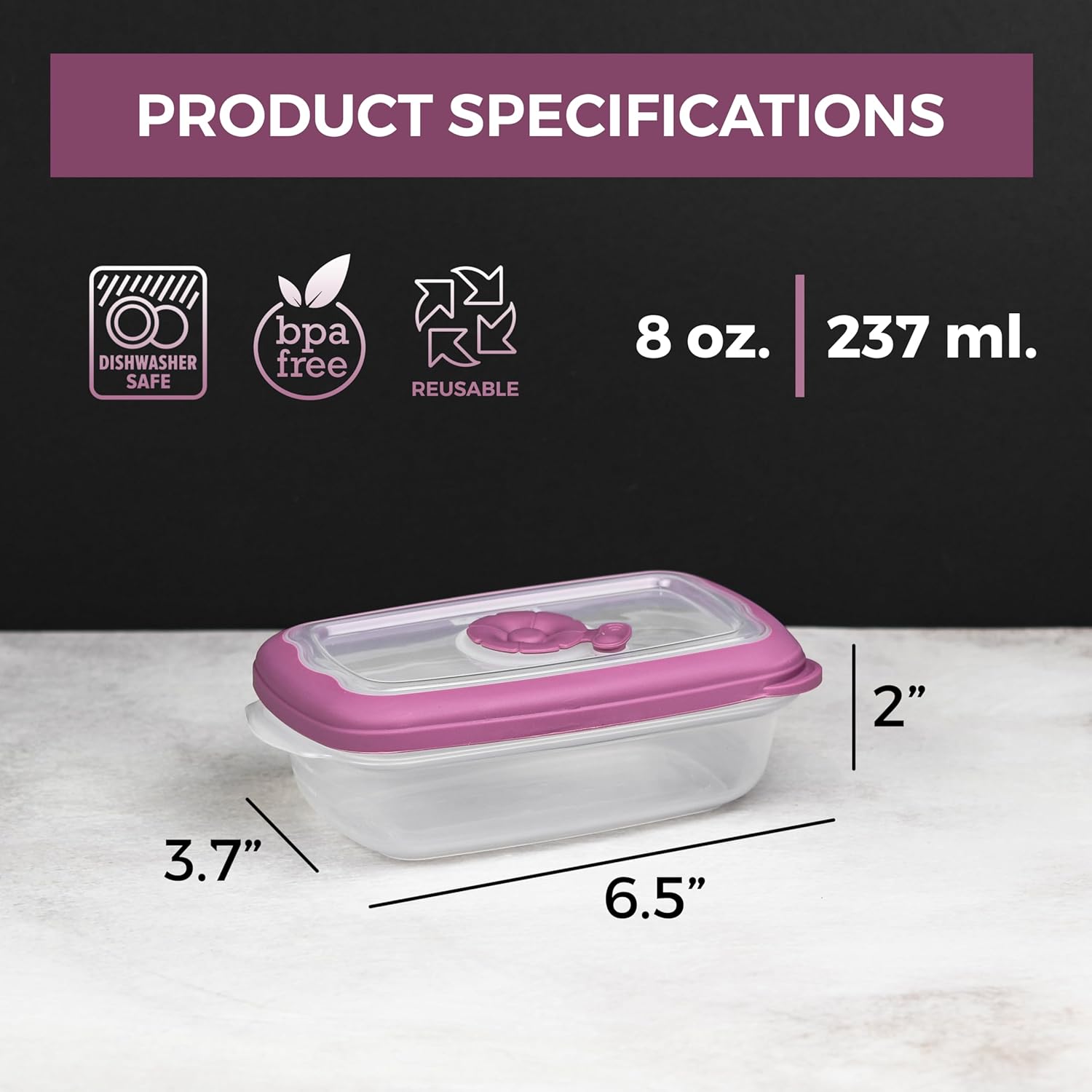 Tribello Recipientes pequeños de almacenamiento de alimentos para microondas de 8 onzas con tapas, recipiente de almacenamiento de plásticosobre la