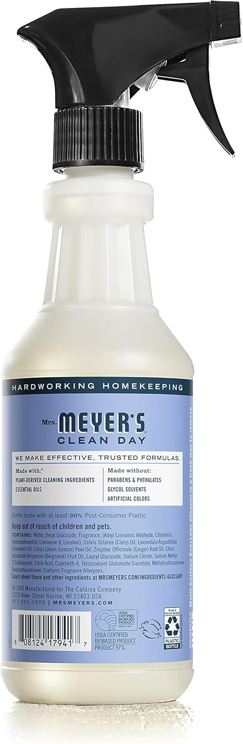 Mrs. Meyer’s – Spray limpiador multiusos Bluebell, 16 onzas líquidas, paquete de 3