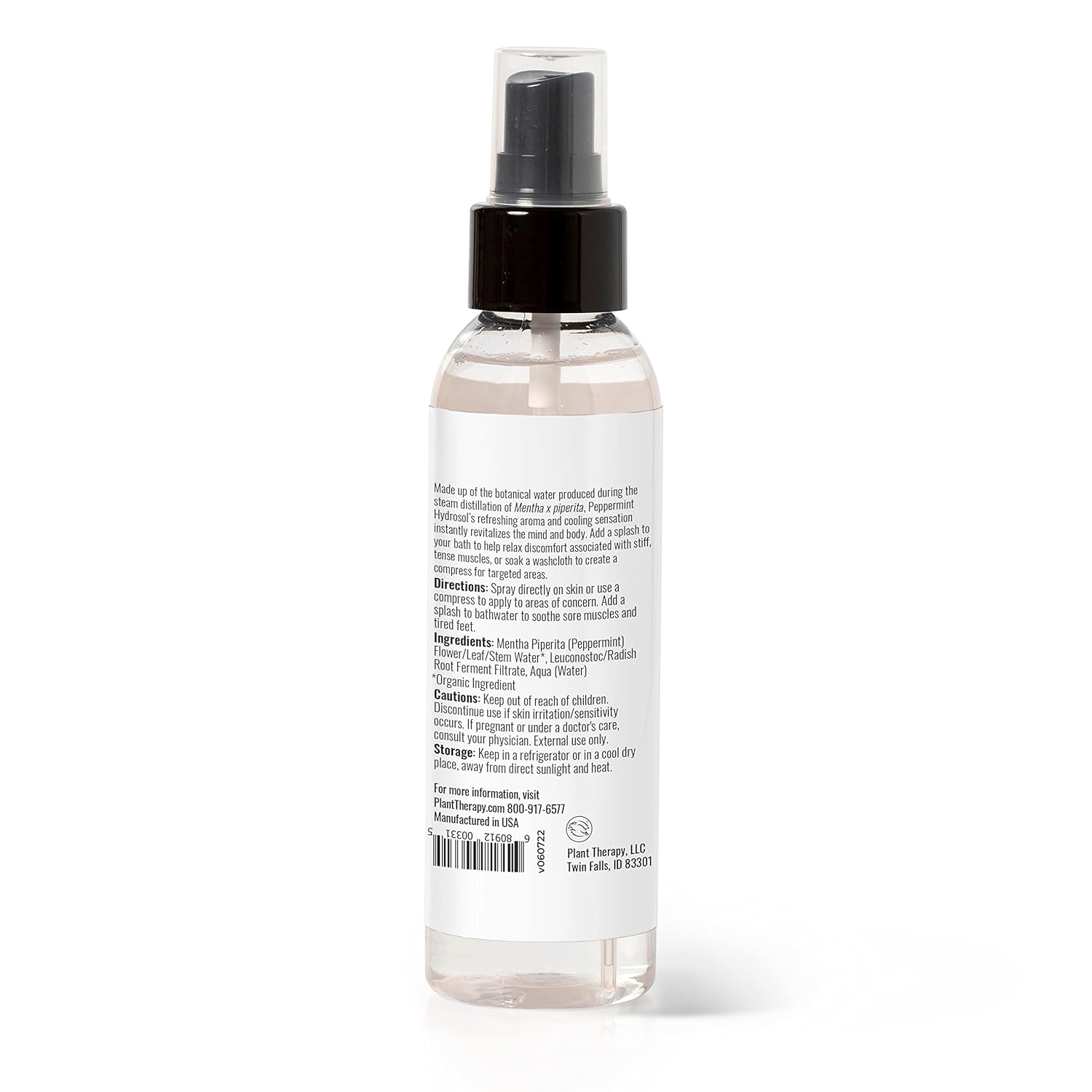 Plant Therapy Agua de flor de hidrosol de menta, subproducto de aceites esenciales 4 oz
