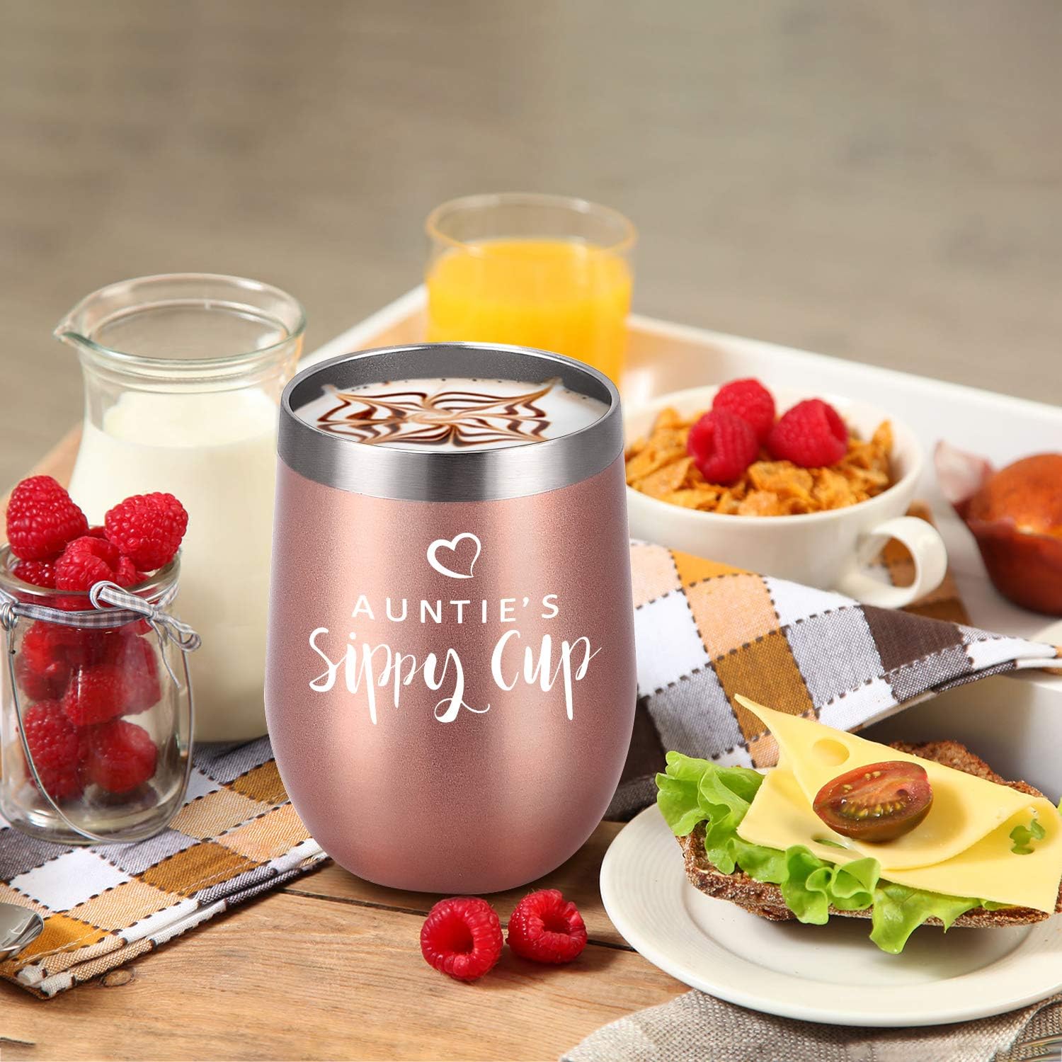 Vaso de vino con tapa, regalos para el día de la madre para tías, regalos de cumpleaños para tías, regalos para la mejor tía, de sobrina, sobrino,