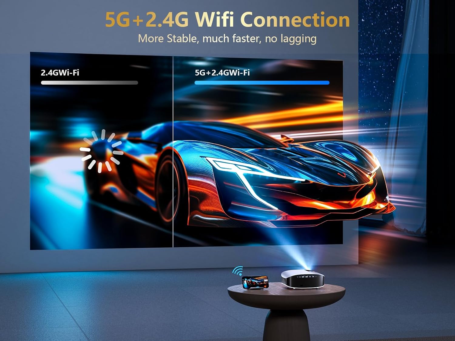 GooDee Proyector inteligente 4K con WiFi 5G y Bluetooth, certificado NetflixAmazn Prime Video, Dolby Audio, proyector exterior 800ANSI, proyector de
