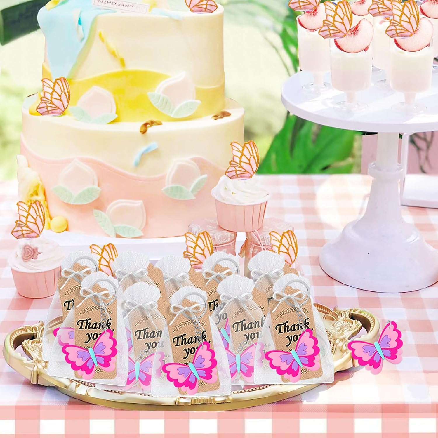 Paquete de 24 llaveros de mariposa para decoración de fiesta para invitados, fiesta temática de mariposas, baby shower, fiesta escolar, cumpleaños