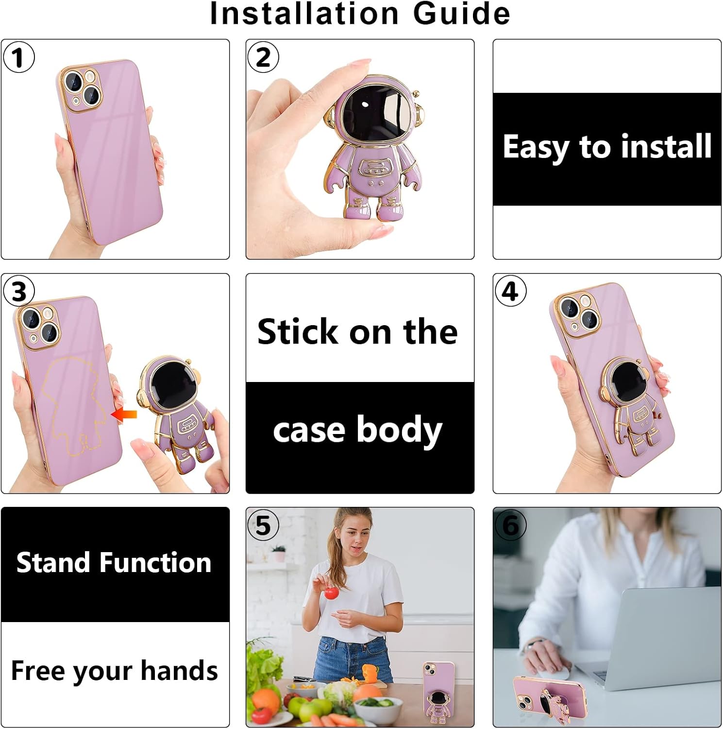 Pepmune Funda para iPhone 15, lindo soporte de astronauta 3D con 2 protectores de pantalla protección de cámara Soporte de silicona suave a prueba