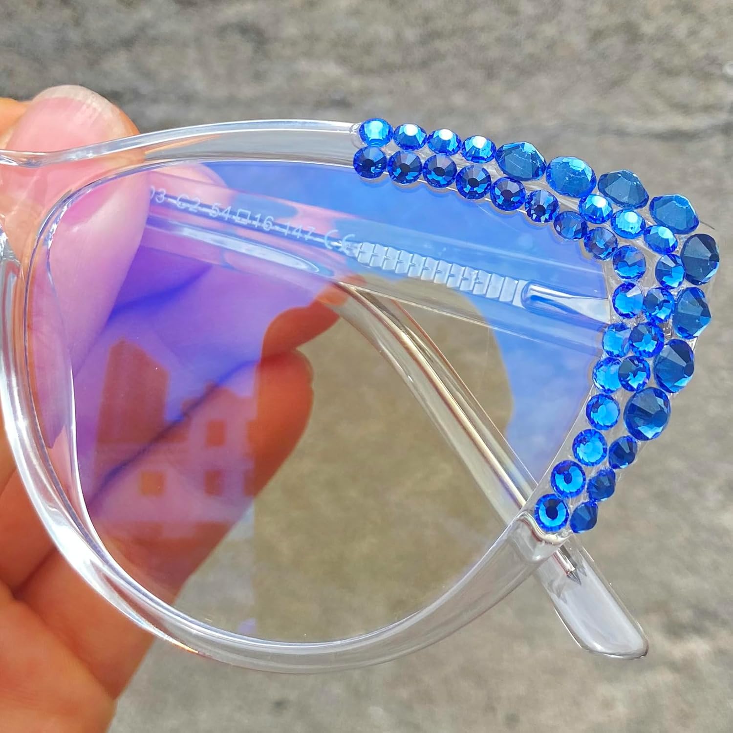 mincl Gafas de lectura bifocales con montura de cristal brillante con diamantes de imitación para mujer, lentes de sol fotocromáticos de transición