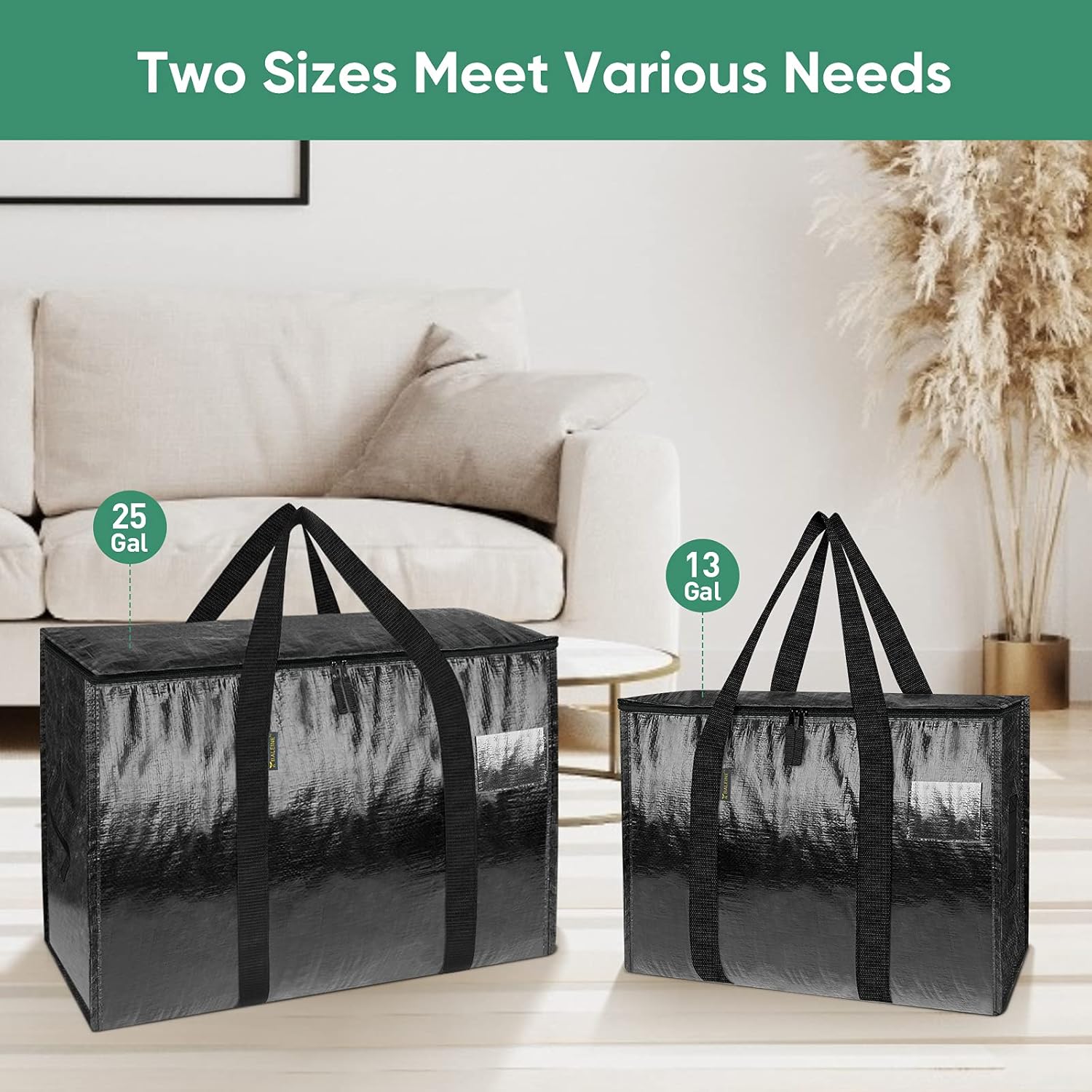 BALEINE Bolsas de mudanza de 25 galones con asas reforzadas, bolsa de almacenamiento resistente debajo de la cama para cajas de mudanza, ropa,