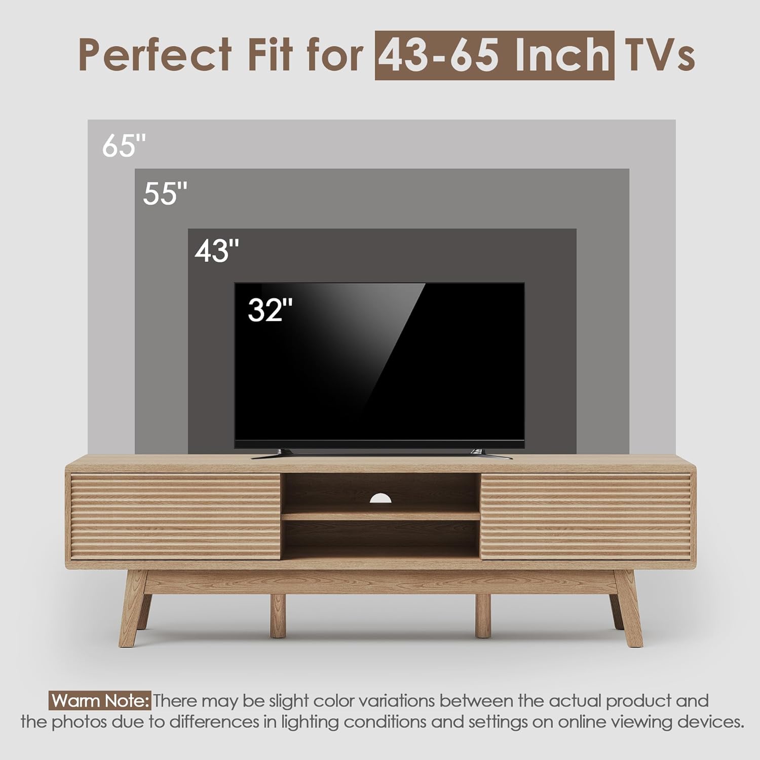 Buytime Consola de TV de madera moderna de mediados de siglo de 59 pulgadas, soporte de TV bohemio para TV de 556065 pulgadas, consola multimedia de