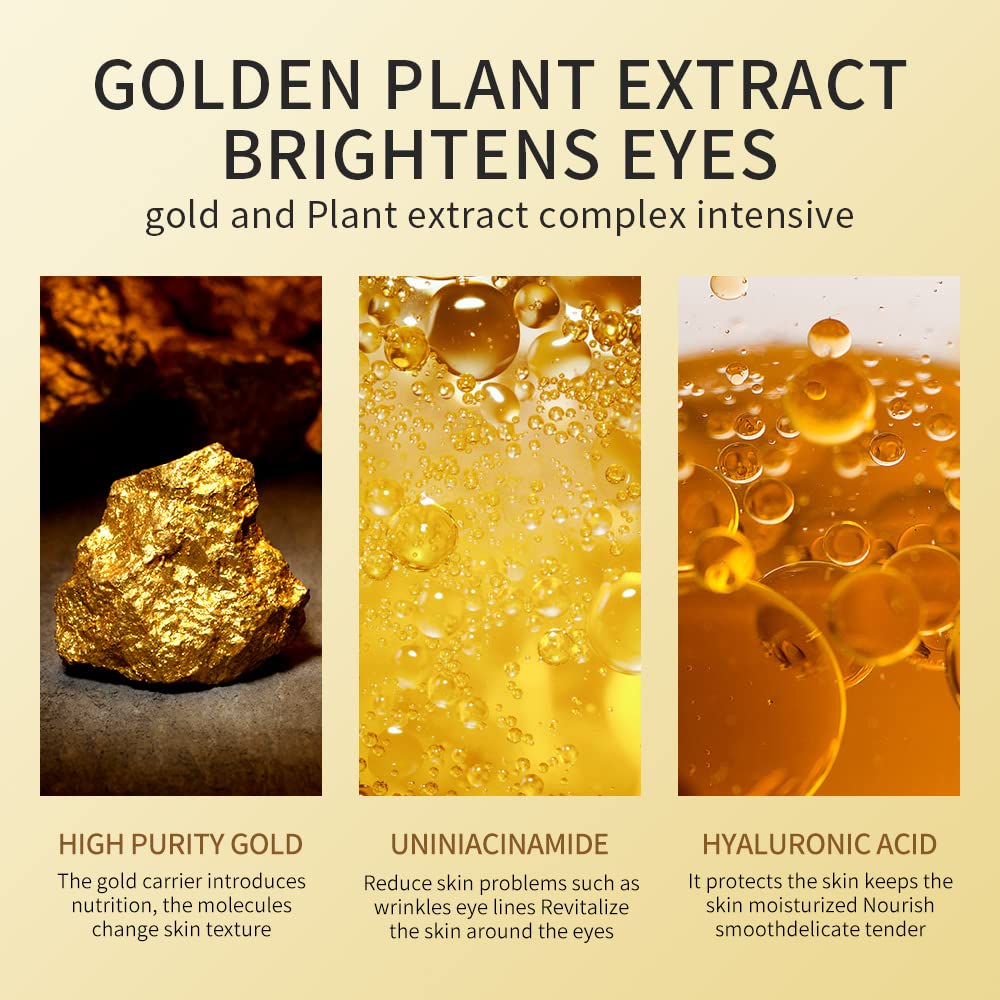 Aero Zen Máscaras de tratamiento de ojos de oro de 24 quilates, 120 unidades, máscara de ojos de oro puro antienvejecimiento colágeno ácido