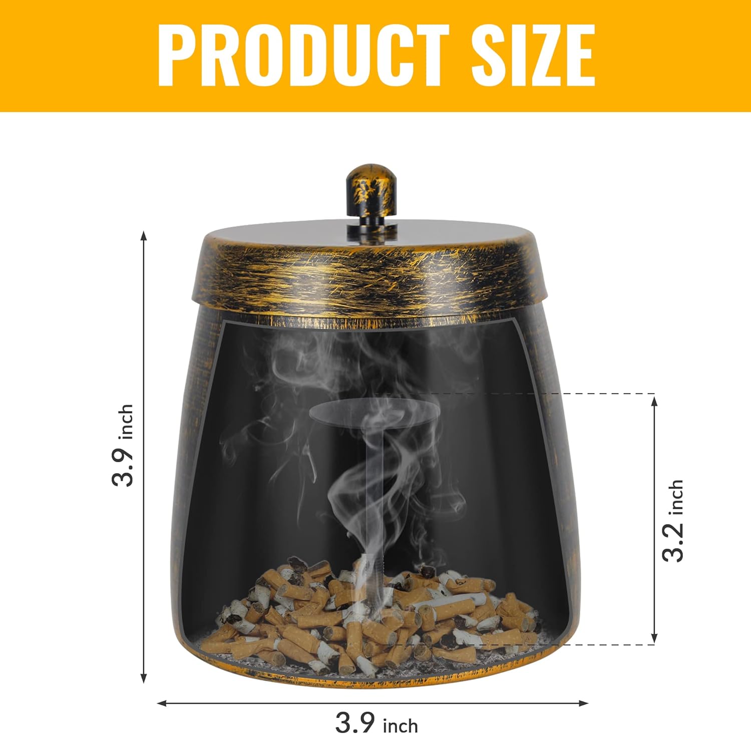 GEEKLEAF Ceniceros para cigarrillos al aire libre, cenicero con tapa, bandeja de cenizo resistente al viento para patio al aire libre o interior,