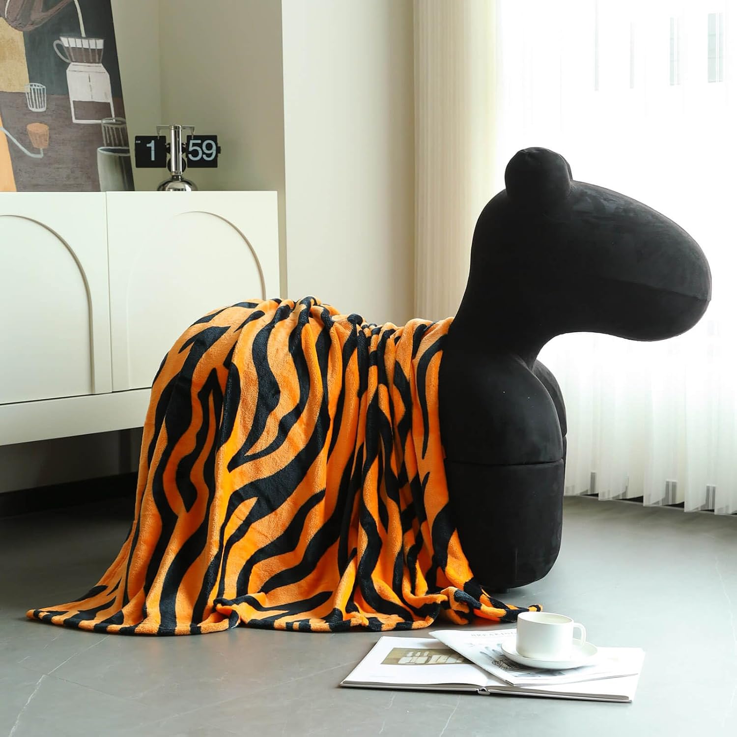 NANPIPER Manta de cama suave para decoración de habitación, mullida, tamaño individual, mantas cálidas con estampado de cebra