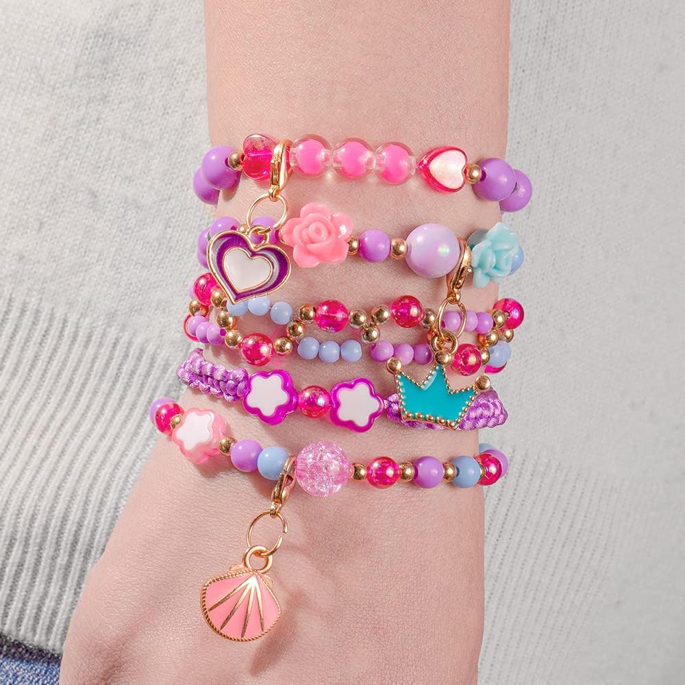 SmileForward – Kit de cuentas para hacer joyas, diseño de flores de fruta, sonrientes, cuentas de arcilla, dijes, pulseras y pulseras para niñas,