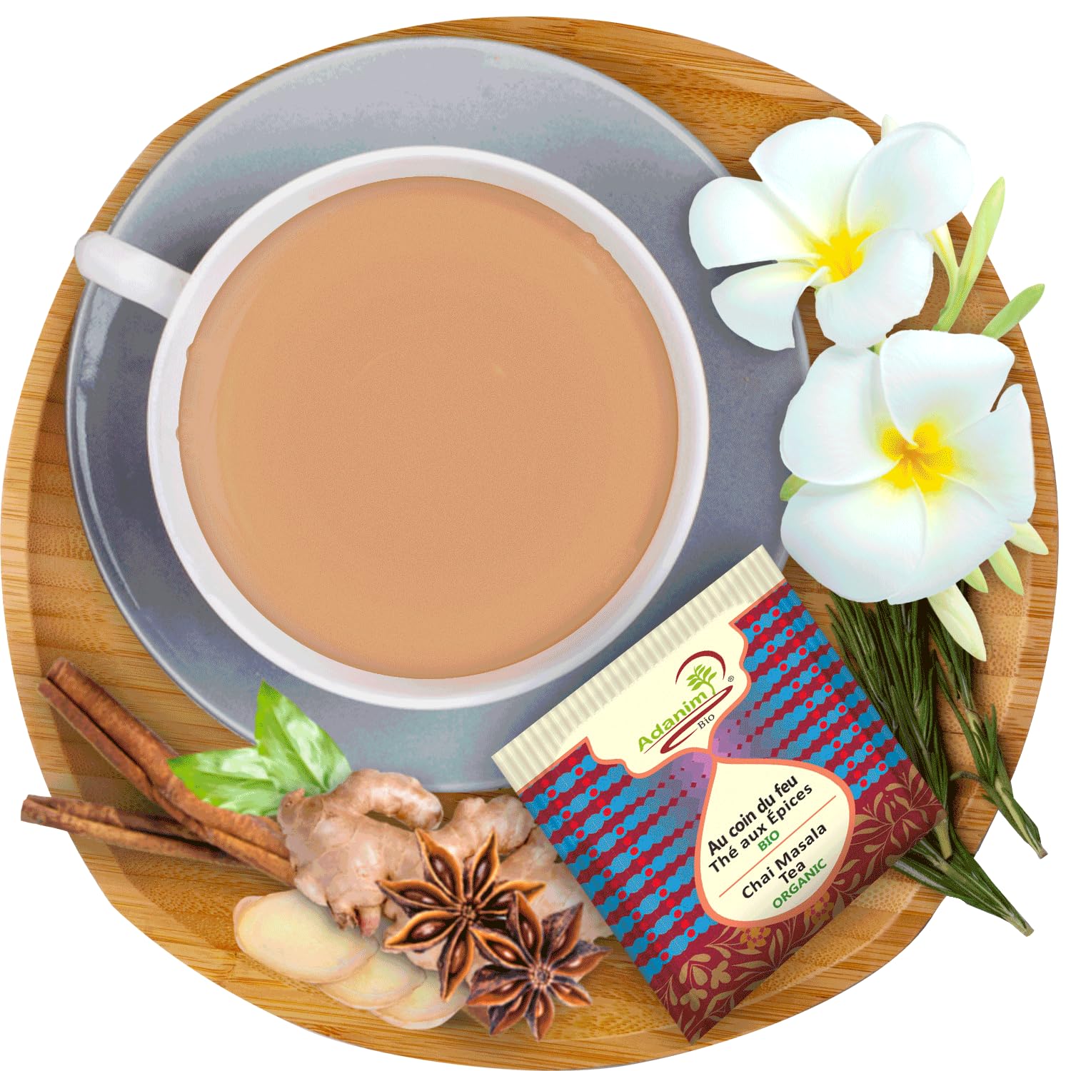 Adanim Bio Bolsas de té indio Chai, 20 bolsitas de té, bolsas de té orgánico Masala Chai Chai, té indio Chai Masala sin cafeína, té Masala Chai