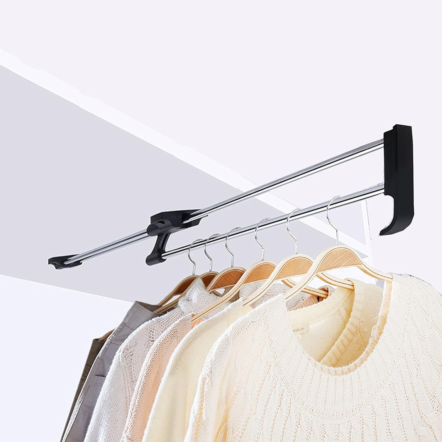 Toallero retráctil resistente para armario, barra extraíble para ropa, riel extensibleorganizador de almacenamiento (tamaño  9.8 in9.8 pulgadas)