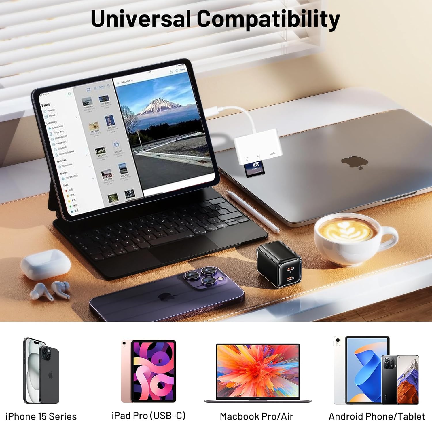 Lector de tarjetas USB C a SD, adaptador de tarjeta SD con SD MicroSD USB3.0 3 en 1, visor de cámara digital Plug and Play, lector de tarjetas de