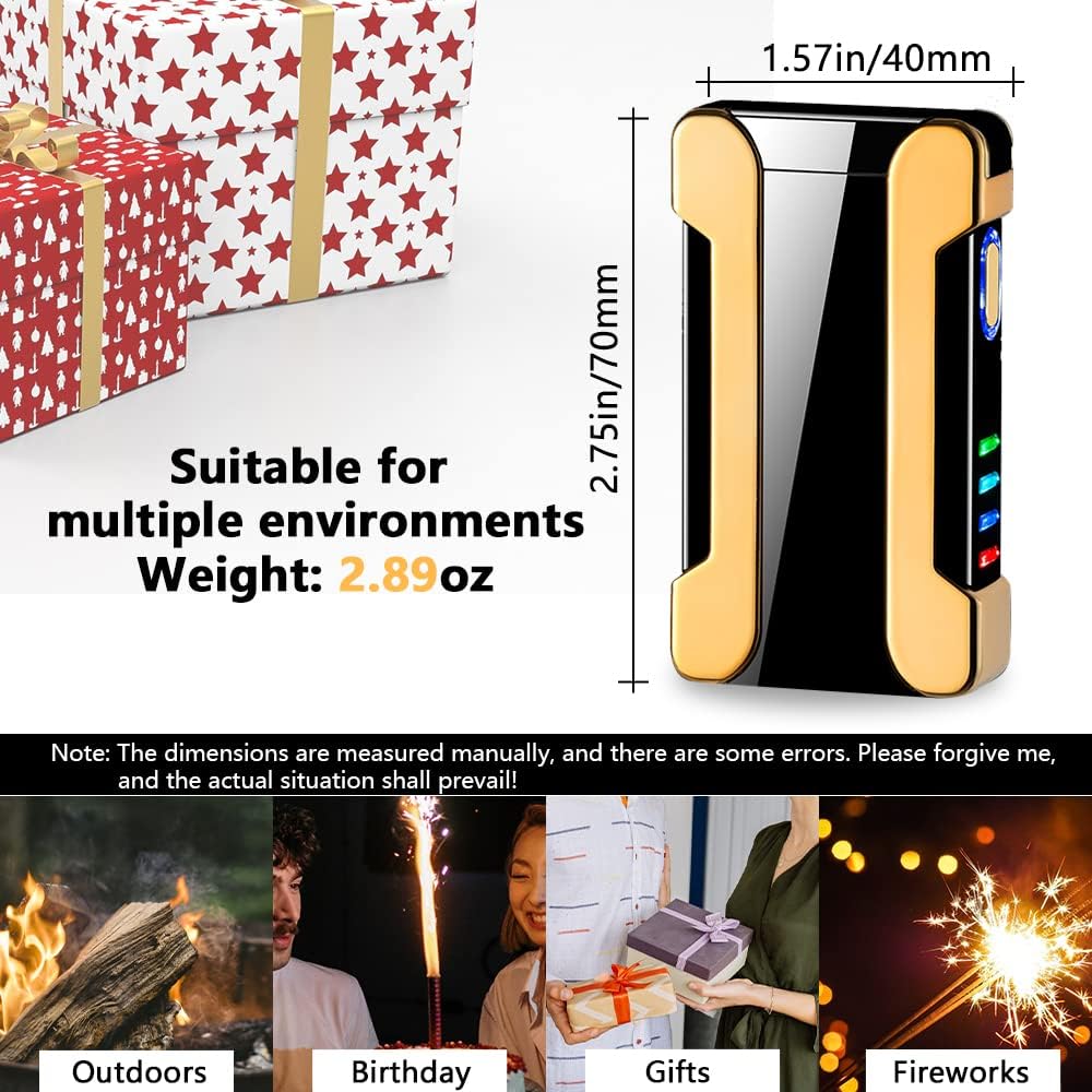 YOZWOO Encendedor de plasma recargable por USB, encendedor eléctrico resistente al viento, sin llama, encendedor de doble arco, personalizable con