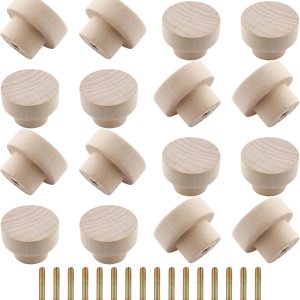 Zorfeter 16 pomos de madera plana para cajones, pomos de madera natural sin terminar para gabinetes de muebles (diámetro 1.299 in, altura 0.984 in) Zorfeter 16 pomos de madera plana para cajones, pomos de madera natural sin terminar para gabinetes de muebles (diámetro 1.299 in, altura 0.984 in)