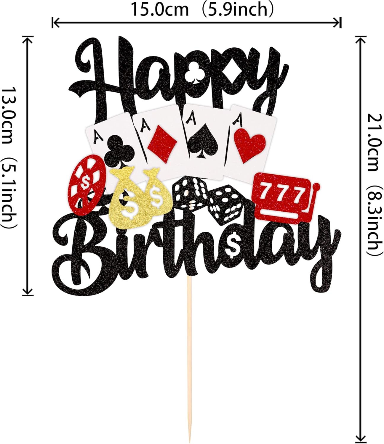 1 pieza de decoración de pastel de casino juego de fichas de juego de póquer feliz cumpleaños pastel Pick decoraciones para Las Vegas Casino noche
