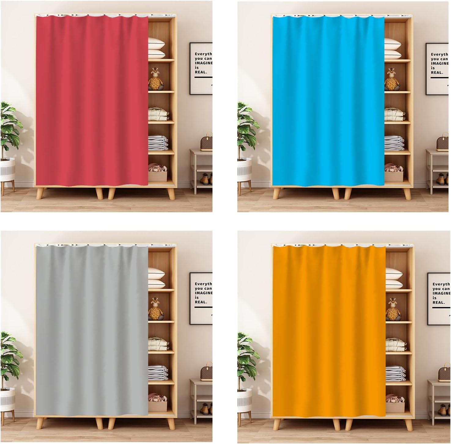 Cortinas de gabinete para estantes, cortina de privacidad para armario, cortinas de ventana a prueba de polvo para cocina, almacenamiento, sin