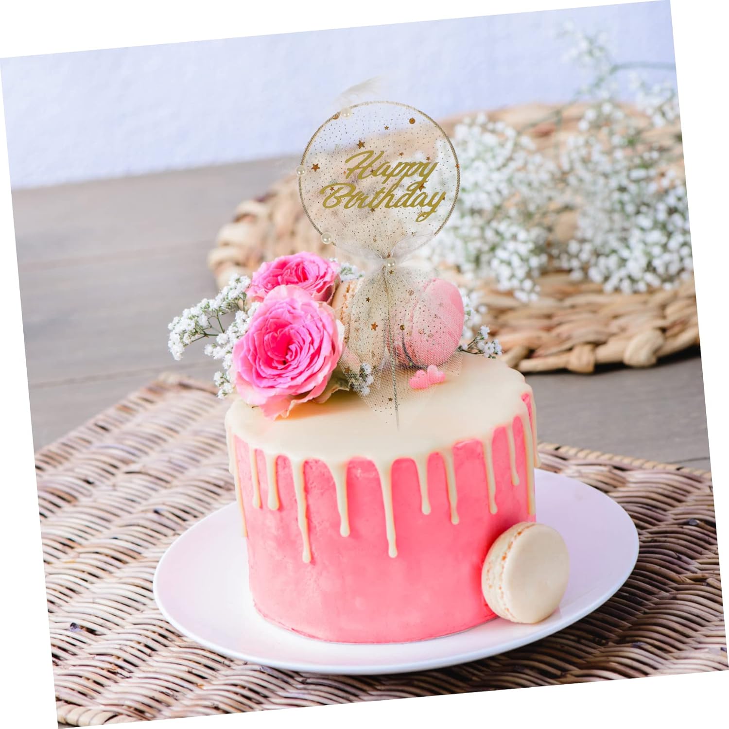 jojofuny 6 Pcs Cake Decoration Edible Butterflies for Cake Decorating Happy Birthday Cake Insert Cupcake Ornament Reposteria Birthday Cake Ornament