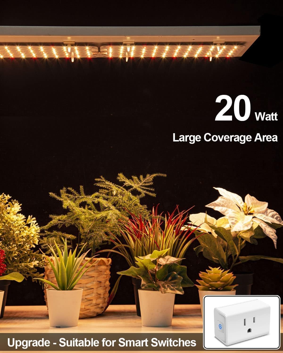 DOMMIA Luces de cultivo para plantas de interior, paquete de 3 luces LED de espectro completo con temporizador de encendido y apagado automático,