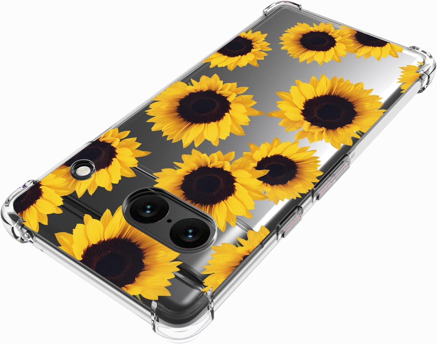 Sidande Funda para Pixel 7A, Google 7A GWKK3 para niñas y mujeres, transparente, floral, suave, flexible, TPU delgada, funda protectora para Google