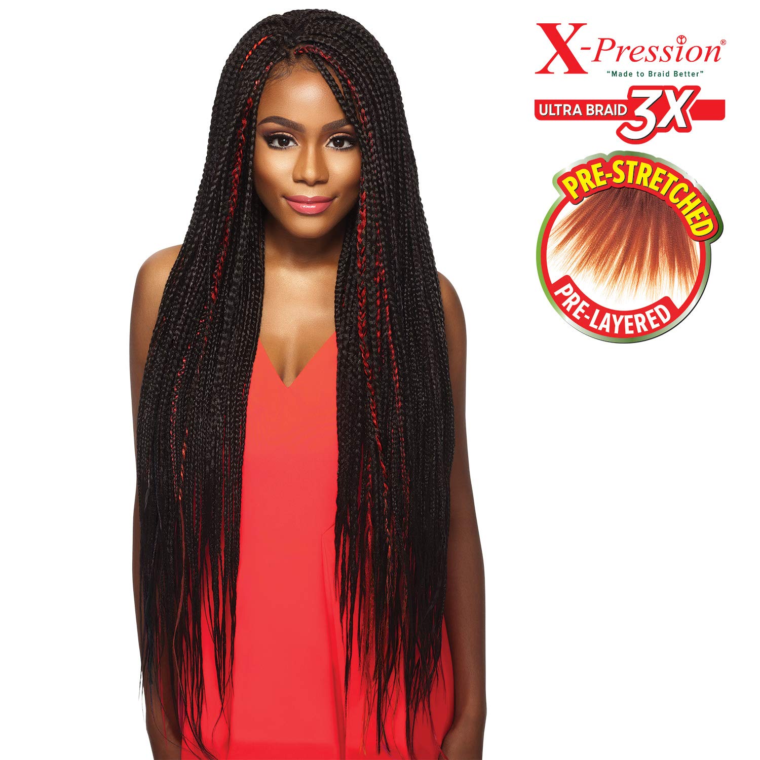 Ofertas de paquetes múltiples. X-Pression – Trenzas de pelo sintético Outre de Kanekalon 3X trenza preestirada de 52 pulgadas, Paquete de 1, 2